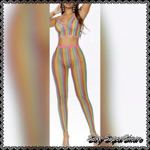🆕🏳‍🌈 "Rainbotic" Sexy Lingerie Cami and Legging pride set